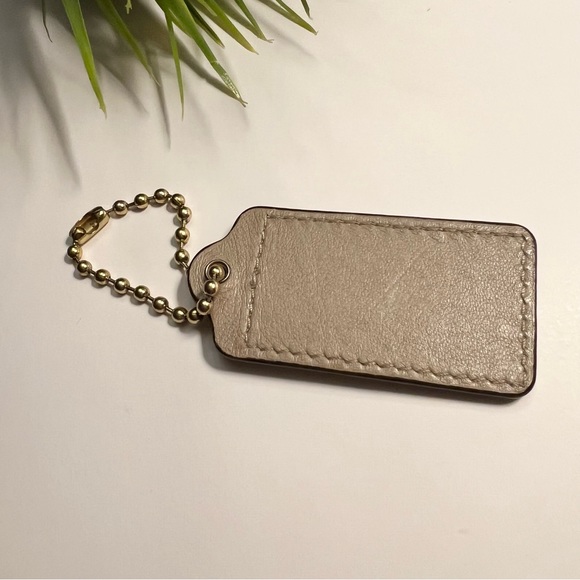 XL 3” COACH Tan Leather Hanging Tag Keychain Key FOB Bag Charm - Picture 4 of 5